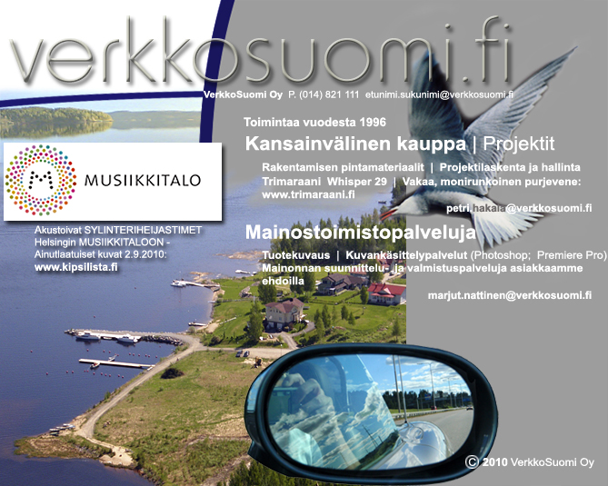 VerkkoSuomi Oy (perustettu 1996) on erikoistunut kansainv&auml;liseen kauppaan, projektointiin ja  markkinoinnin rakentamiseen.